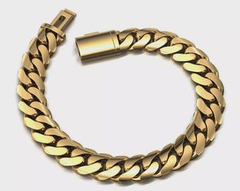 Catena/braccialetto a maglie cubane Miami da 11 mm, regalo di anniversario, gioielli Hip Hop placcati in oro, collana pesante per uomo, braccialetto importante per lui