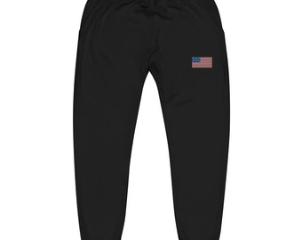 Unisex fleece sweatpants, embroidered sweatpants, American flag
