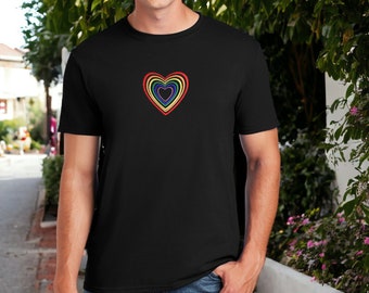 Embroidered t-shirt, hoodie, sweatshirt, rainbow heart, Pride, Human
