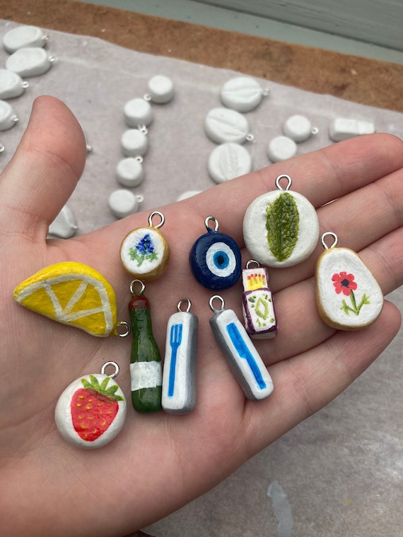 Handmade Clay Charms - Individual Charms without Chain - Clay Pendants - Charms for Earrings - Charms for Necklace - Hand Painted