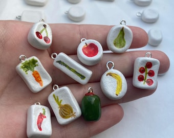 Handmade Food Clay Charms - Individual Charms without Chain - Clay Pendants - Charms for Earrings - Charms for Necklace - Hand Painted
