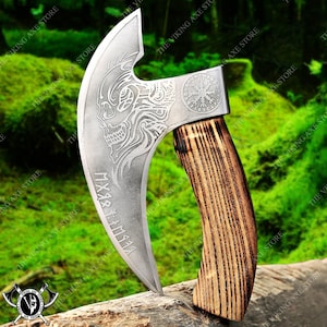 Viking Pizza Cutter Axe , The Original custom hand forged pizza Axe , Viking Bearded Camping Axe, Best Birthday & Anniversary Gift For Him