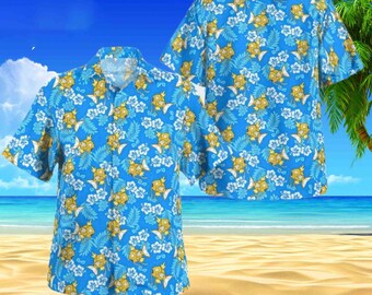 Magikarp Tropical Beach Outfits, Pikachu Hawaiian Shirt, Summer Vacation Hawaiian Shirt, Summer Beach Shirt, Family Hawaiian Beach Shirt