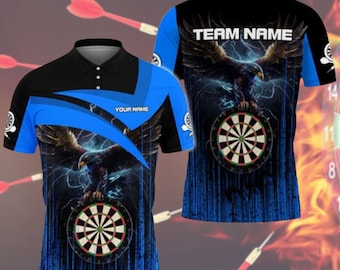 Dart Board Eagle Jede Farbe Personalisierter Name Team Dart Poloshirt für Männer Frauen, Dart Poloshirt, Dart Shirt, Dart Liebhaber Geschenk