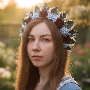 Dark Rose Wax Crown: Vintage-inspired Flower Wax Headpiece