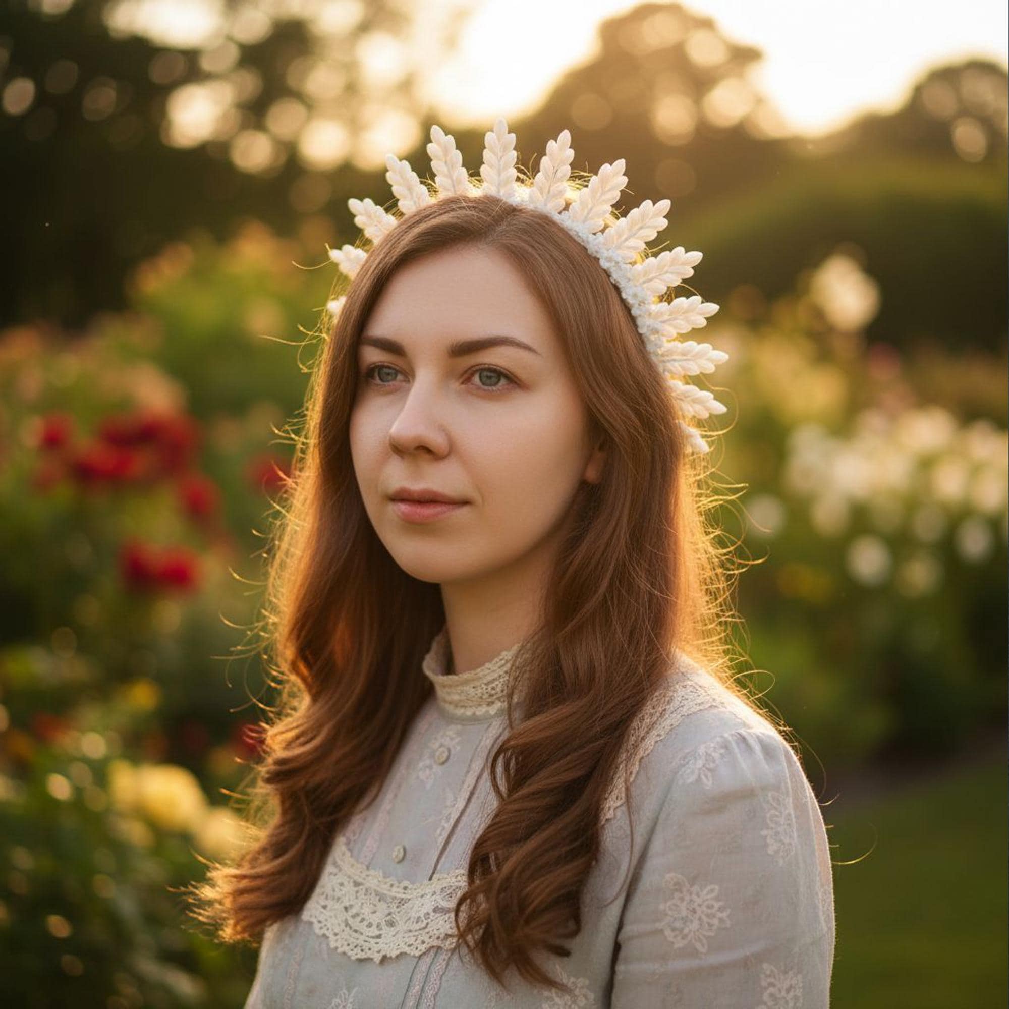 Elegant Wax Floral Tiara: White Wedding Crown for a Unique  display picture 1