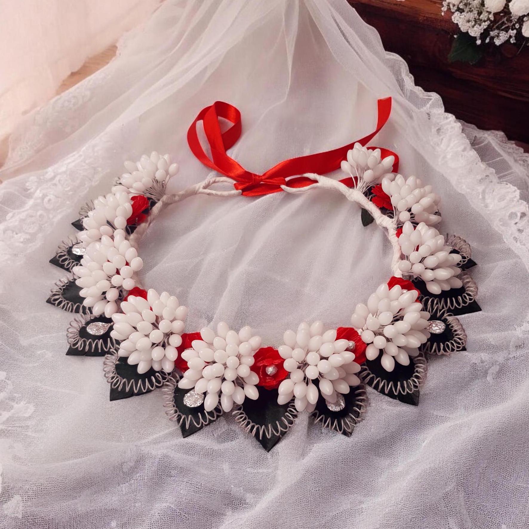 アンティーク ワックスフラワー＆布花冠ティアラ 薔薇ブーケ