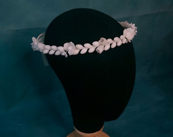 Wax Flower Tiara, Wax Wreath, White Wedding Diadem, Floral Wax Crown, Wedding Wax Hairwreath, Unique