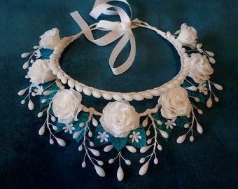 Couronne de cire, diadème de fleurs de cire, couronne de mariage, couronne de cire florale, couronne de cheveux de cire de mariage, unique