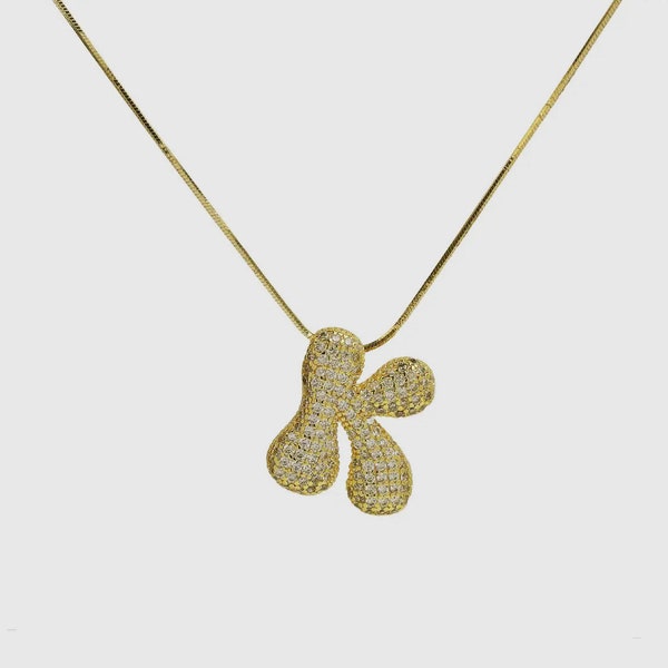18K Gold Filled Initial Bubble necklace