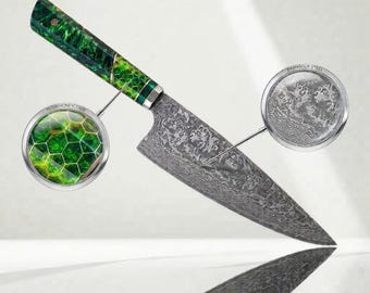 8" 67-Layer VG10 Gyuto Damascus Chef's Knife With Resin Honeycomb Handle