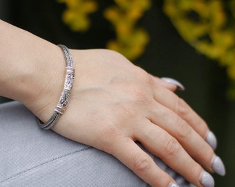 Bracelet jonc élégant en argent - Bijoux bicolores unisexes pour hommes et femmes