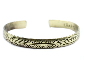 Bracelet tibétain en laiton massif de qualité supérieure, fine feuille tribale élégance