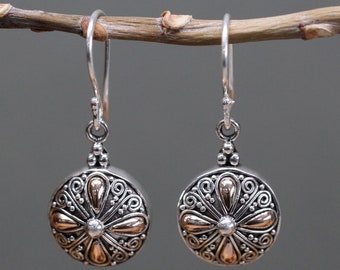 Trendy Festival Earrings - Silver Gold Mandala Design, Cute Boho Ethnic Jewelry