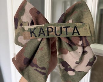 Personalized OCP Army Camo Bow, Nametape Hair Clip, Military Homecoming Accessory