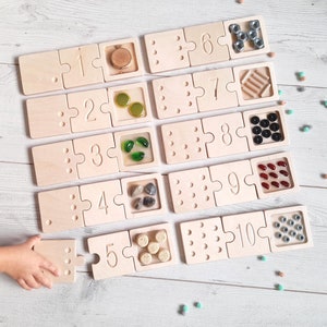 Wooden Math Puzzle 1-10 for children, Sensory Educational Toy for preschoolers , Counting and Number Learning, Montessori preschool tools,