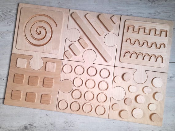 Percorso sensoriale in legno per bambini piccoli, puzzle educativo
