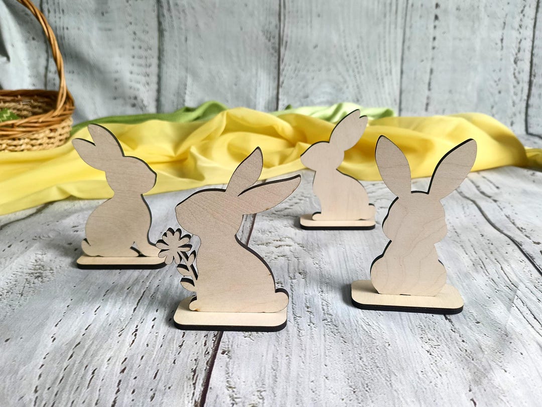 Wooden Easter Bunny Painting Kid for Kids – Set of 4 | DIY Craft ...