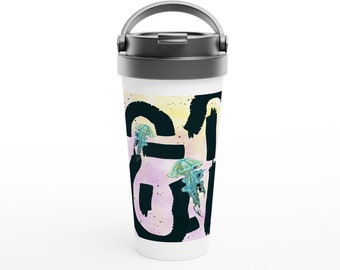 Abstract jellyfish travel mug