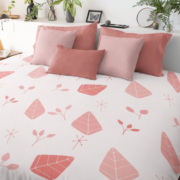 Housse de Couette en Satin de Coton Luxueuse Rose, Literie Douce et Soyeuse, Décoration de Chambre Élégante, Cadeau de fête Idéal