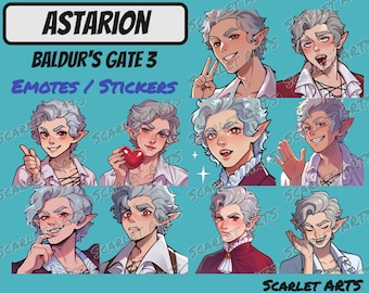 Emotes / Stickers Astarion Baldur's Gate 3 - Style Anime Chibi - Emotes Twitch, Youtube, Discord