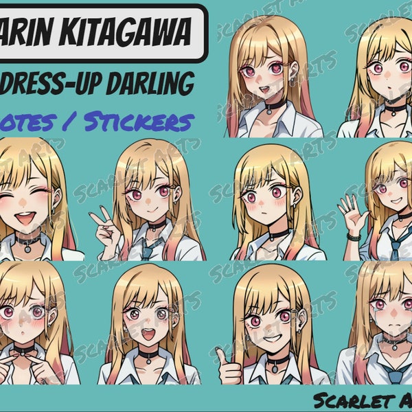 Marin Kitagawa My Dress-Up Darling Emotes / Stickers - Anime Chibi style - Twitch, Youtube, Discord emotes