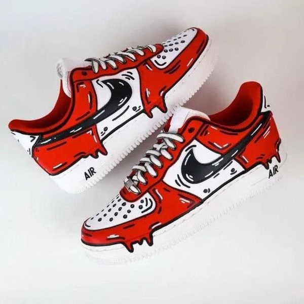 custom air force1 , handpainted af1 Sneakers, Red Drip Nike AF1, Hand painted Shoes, giftfor, Gift for him /her, personalized shoes