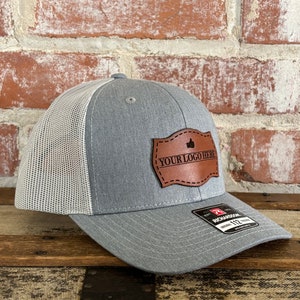 Custom Logo leather patch Hat, Richardson 112, trucker hat