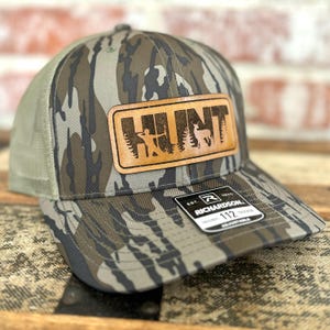 Hunt stitched leather patch Hat, Richardson 112, trucker hat