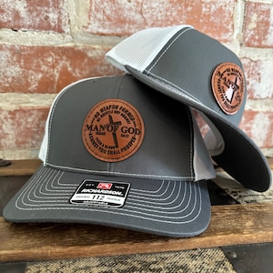 Man of God leather patch Hat, Richardson 112, trucker hat