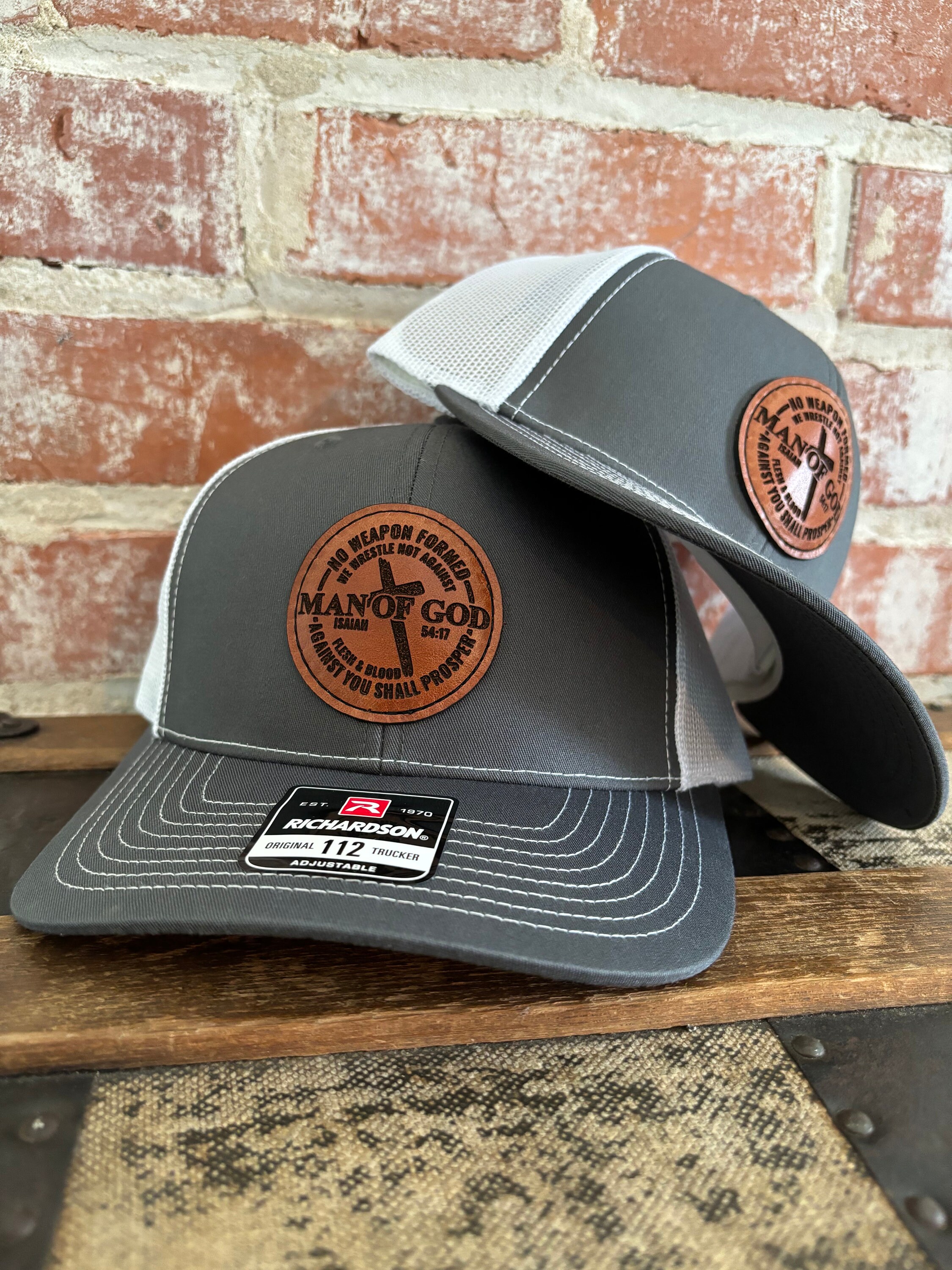 Man of God Leather Patch Hat, Richardson 112, Trucker Hat - Etsy display picture 1