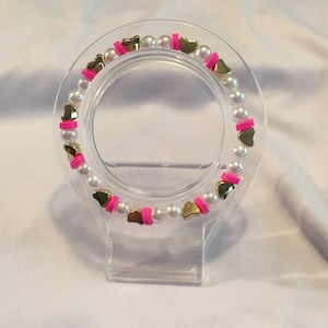 Pearl Bracelet - Pink Bracelet - White Bracelet - Handmade Bracelet - Stretch Bracelet - Gift Bracelet