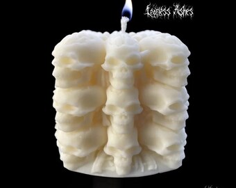 Gothic Skull Candle Handmade Pillar Decor (Unscented)