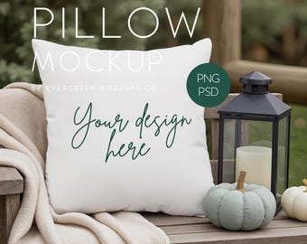 Mockup voor sierkussen met herfstthema: Herfst & Halloween PNG PSD-bestand