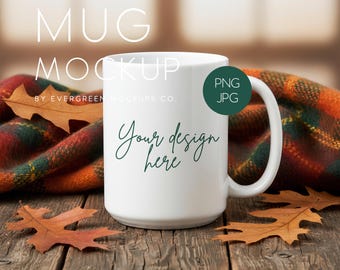 Mockup keramische herfstmok, beker van 15 oz voor productfotografie herfst