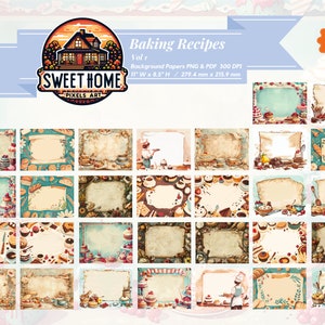 Backrezepte Printable Papers VOL 1, 30 Illustrationen Junk Journals Hintergrundpapiere Printable PNG & PDF Dateien Download Kommerzielle Nutzung