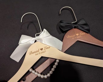 Personalized Wooden Bridesmaid Hangers, Engraved Name Hanger, Custom Bridal Hanger Gift, name wedding Dress Hanger, wedding gifts