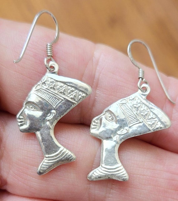 Sterling Silver Egyptian Double sided Earrings - image 1