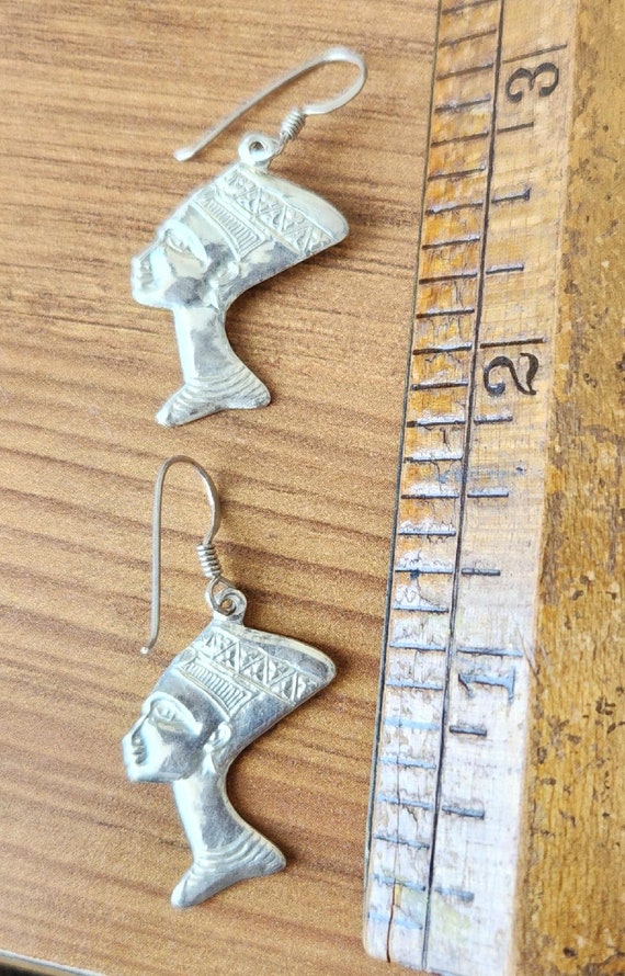 Sterling Silver Egyptian Double sided Earrings - image 2