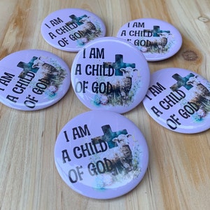 Christian pin buttons, 2.25 pinback button, 1.25 badge, personalized pin