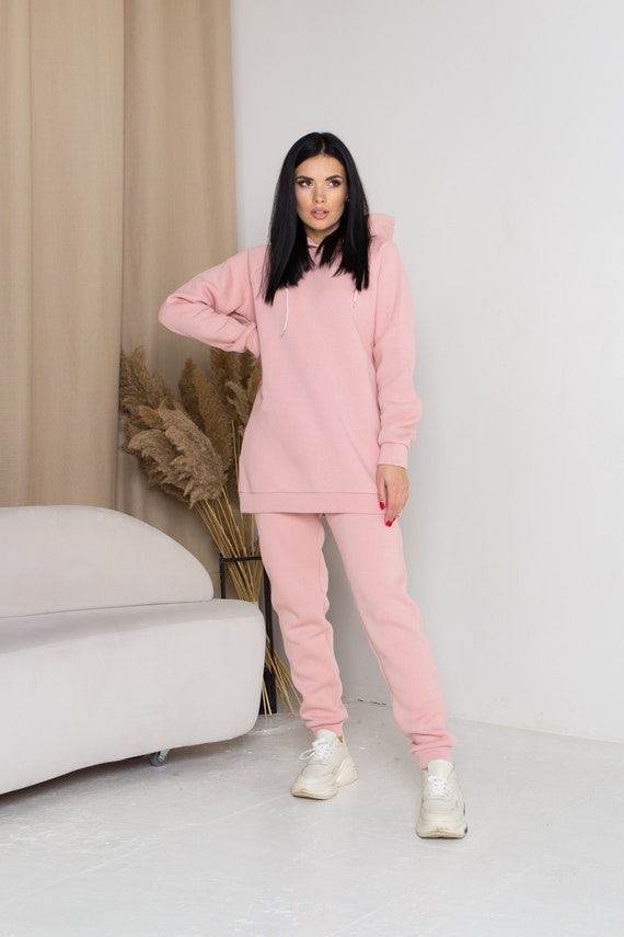 Buy Pink Warm Tracksuit, Hoodie Joggers, Knitted Two Piece Set