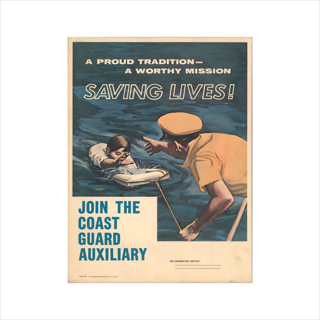 Join the Coast Guard Auxiliary Poster 1969. Saving Lives Digital ...