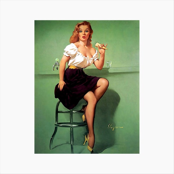 Pin up poster Cold Feet by Gil Elvgren 1958 digital download