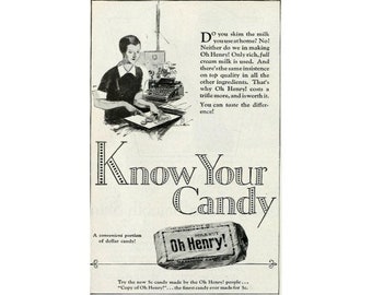 Oh Henry candy bar ad 1927 digital download