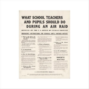 1940s School Instructions for an Air Raid digital download