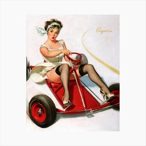 Scharfe Kurven Pin Up Poster von Gil Elvgren 1960