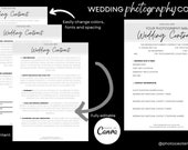 Wedding Photography Contract Template, Contract for Photographers, Contract Template, Canva Template, Photography Form