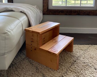 Colonial Maple Wooden Step Stool, Gift For Dad, Gift For Grandpa, Orange Wood, Custom Name Gifts, Wooden Steps, Kid, Adult Step Stool