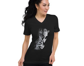 Unisex Short Sleeve V-Neck T-Shirt - DRACULA