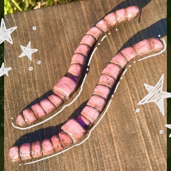 JUMBO Long Earthworm Statement Stud Earrings